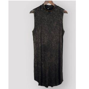 Lilla P Mock Neck Sleeveless Jersey Dress, Black Marble | Size Small